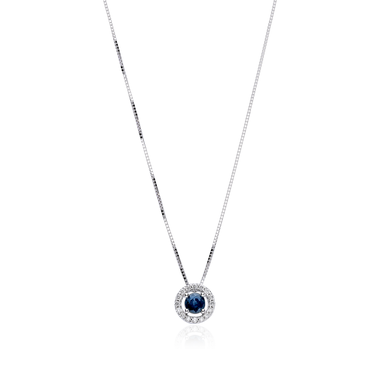 Gargantilla Oro 18k, zafiro y diamantes 0.09cts "Elora"