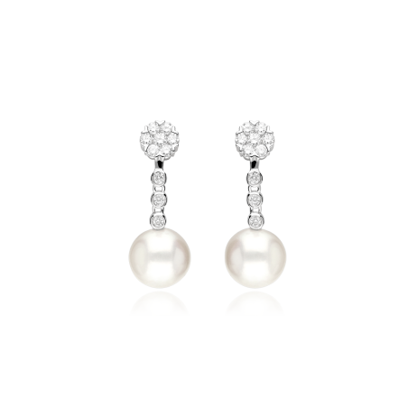 Pendientes Oro 18k, perlas y diamantes 0.67cts "Deveré"