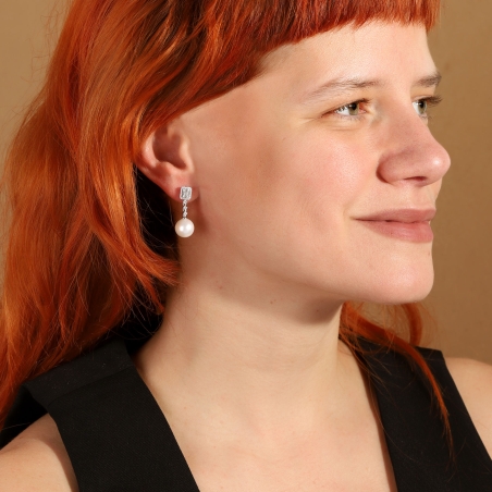 Pendientes Oro 18k, perlas y diamantes 0.43cts "Ailish"