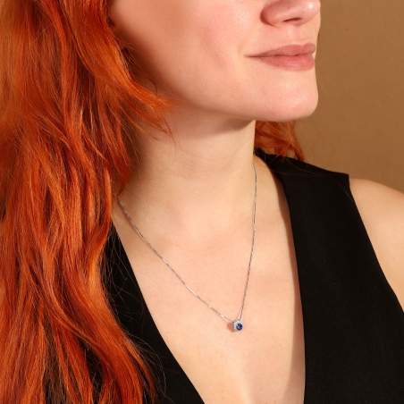 Gargantilla Oro 18k, zafiro y diamantes 0.11cts "Doublé"