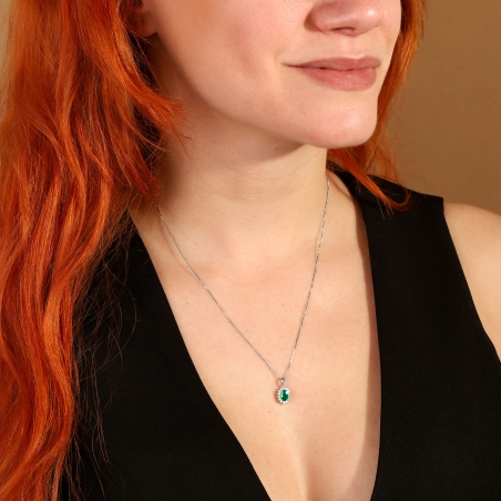 Gargantilla Oro 18k, esmeralda y diamantes 0.15cts "Dree"