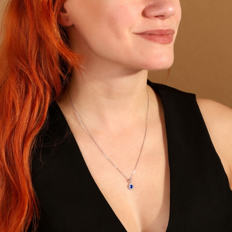 Gargantilla Oro 18k, zafiro y diamantes 0.10cts "Dree"