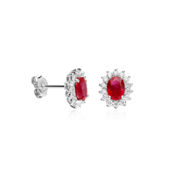 Pendientes Oro 18k, rubíes y diamantes 0.44cts "Dree"