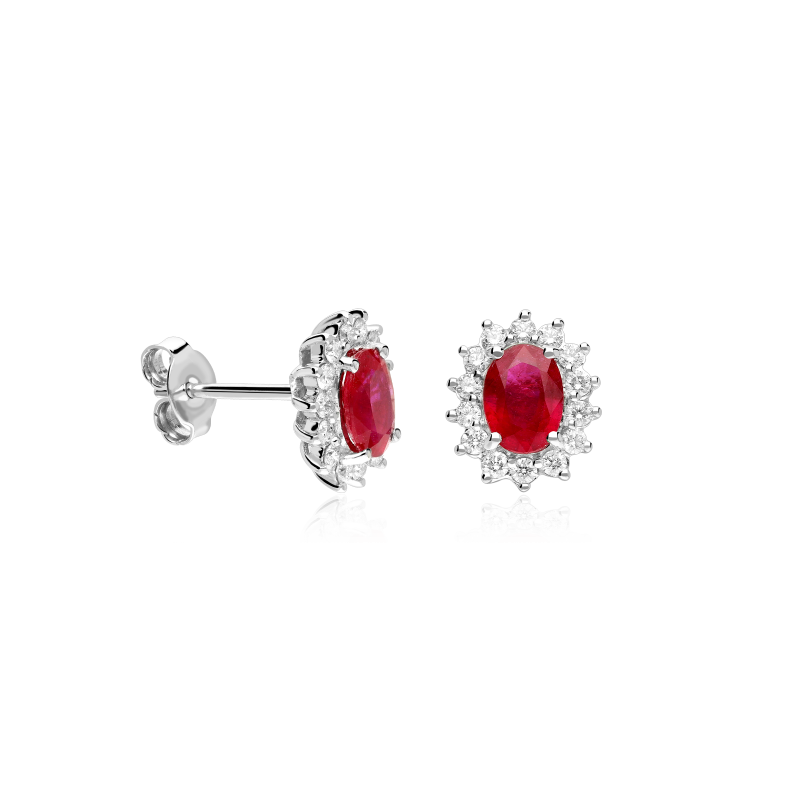 Pendientes Oro 18k, rubíes y diamantes 0.44cts "Dree"