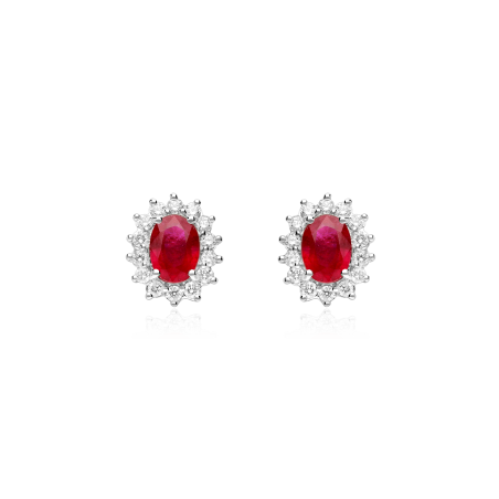 Pendientes Oro 18k, rubíes y diamantes 0.44cts "Dree"