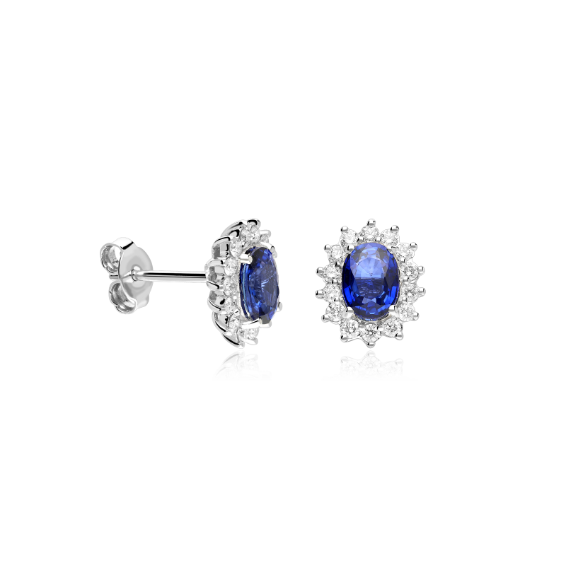 Pendientes Oro 18k, zafiros y diamantes 0.50cts "Dree"