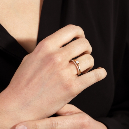 Anillo Oro 18k y Circonitas "Doppio"