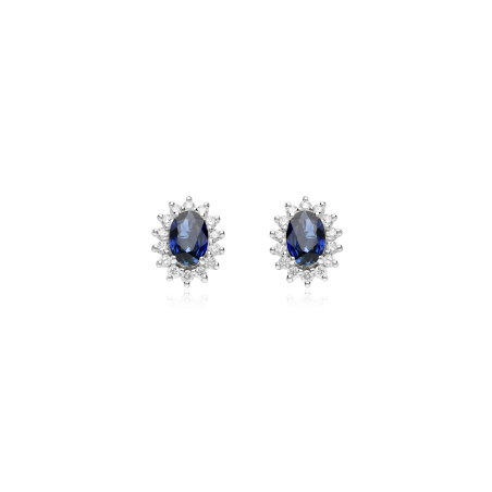 Pendientes Oro 18k, zafiros y diamantes 0.30cts "Dree"