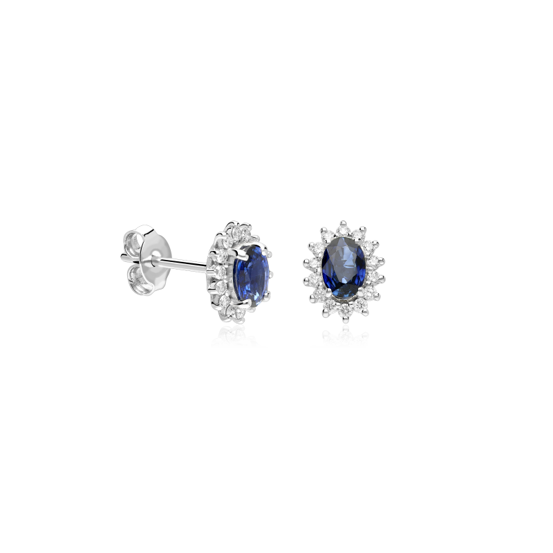 Pendientes Oro 18k, zafiros y diamantes 0.30cts "Dree"