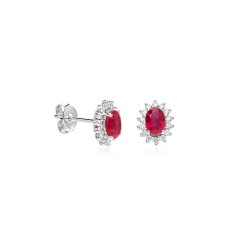 Pendientes Oro 18k, rubíes y diamantes 0.30cts "Dree"