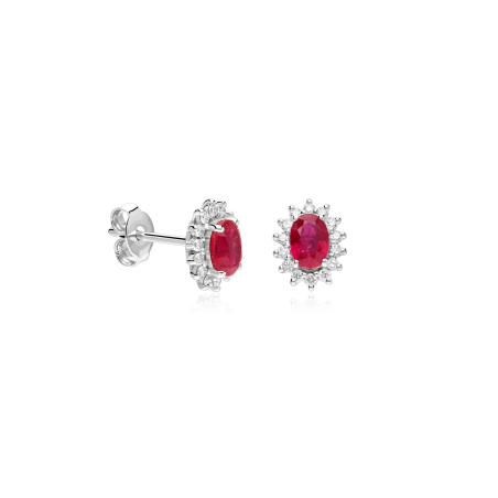 Pendientes Oro 18k, rubíes y diamantes 0.30cts "Dree"