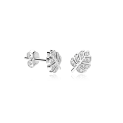 Pendientes Plata ley y circonitas "Mi hoja"