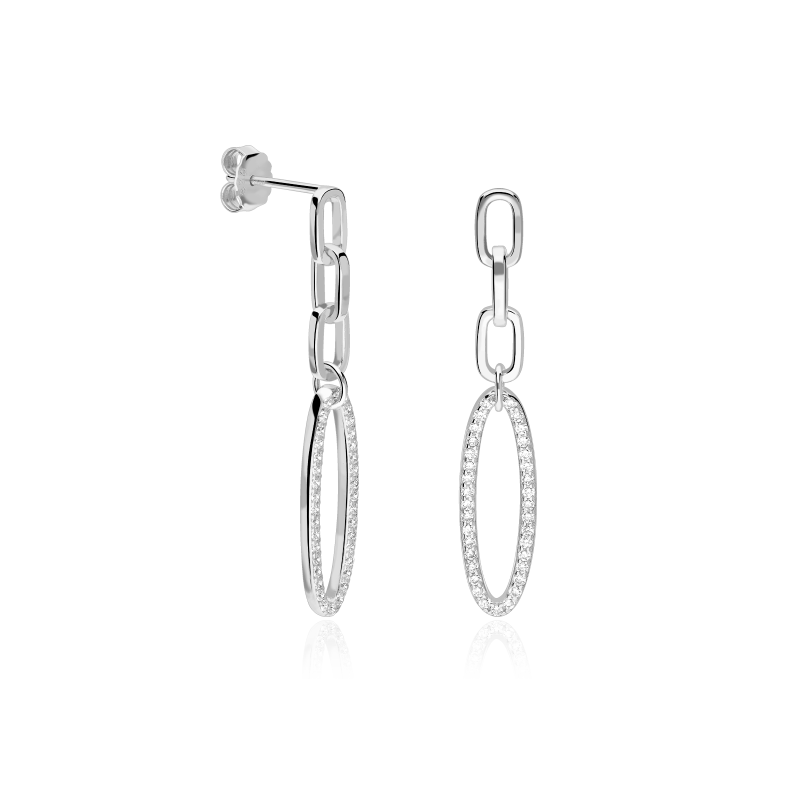 Pendientes Plata primera ley y circonitas "Raisu"