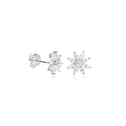 Pendientes Plata primera ley y circonitas "Loto"