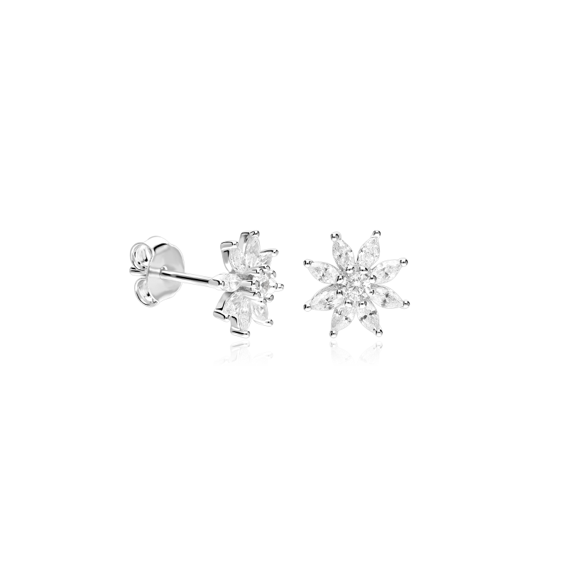 Pendientes Plata primera ley y circonitas "Loto"