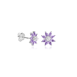 Pendientes Plata primera ley y circonitas "Loto"