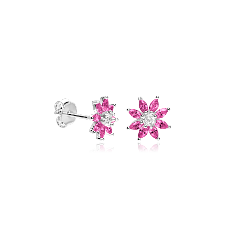 Pendientes Plata primera ley y circonitas "Loto"