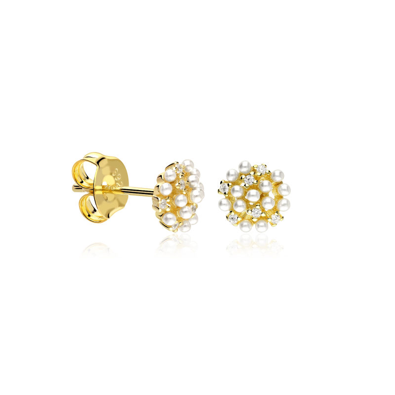 Pendientes Plata 1ªLey, circonitas y perlas "Dandelion"