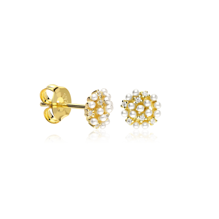 Pendientes Plata 1ªLey, circonitas y perlas "Dandelion"