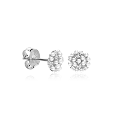 Pendientes Plata 1ªLey, circonitas y perlas "Dandelion"