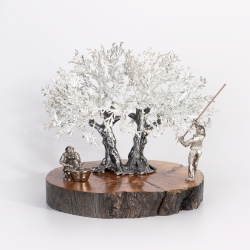 Árbol centenario 21x26cm "Olivo, cesta y vara"