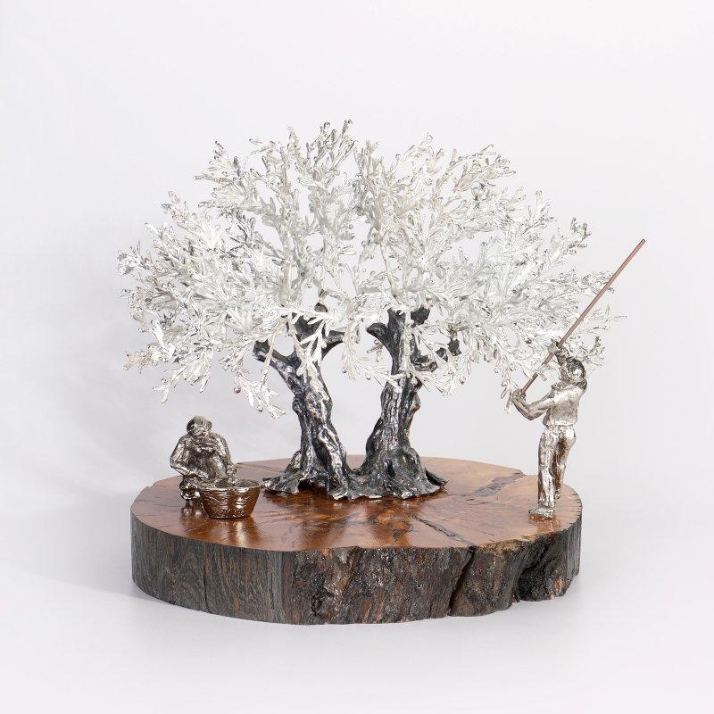 Árbol centenario 21x26cm "Olivo, cesta y vara"