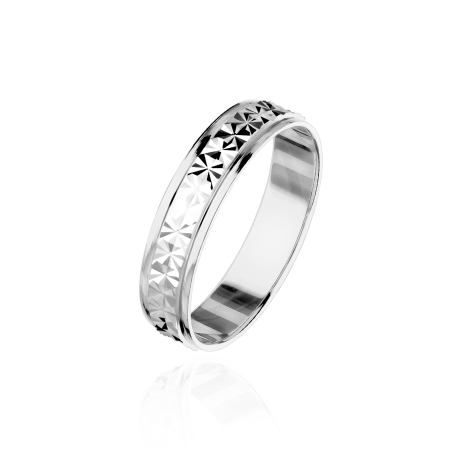 Alianza plata primera ley 4mm Silver classic "Nieve"