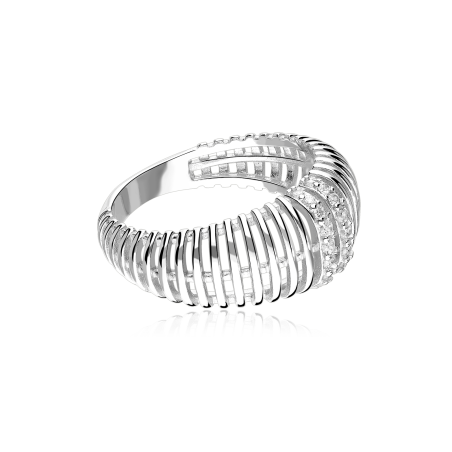 Anillo Plata primera ley y circonitas "Ren"