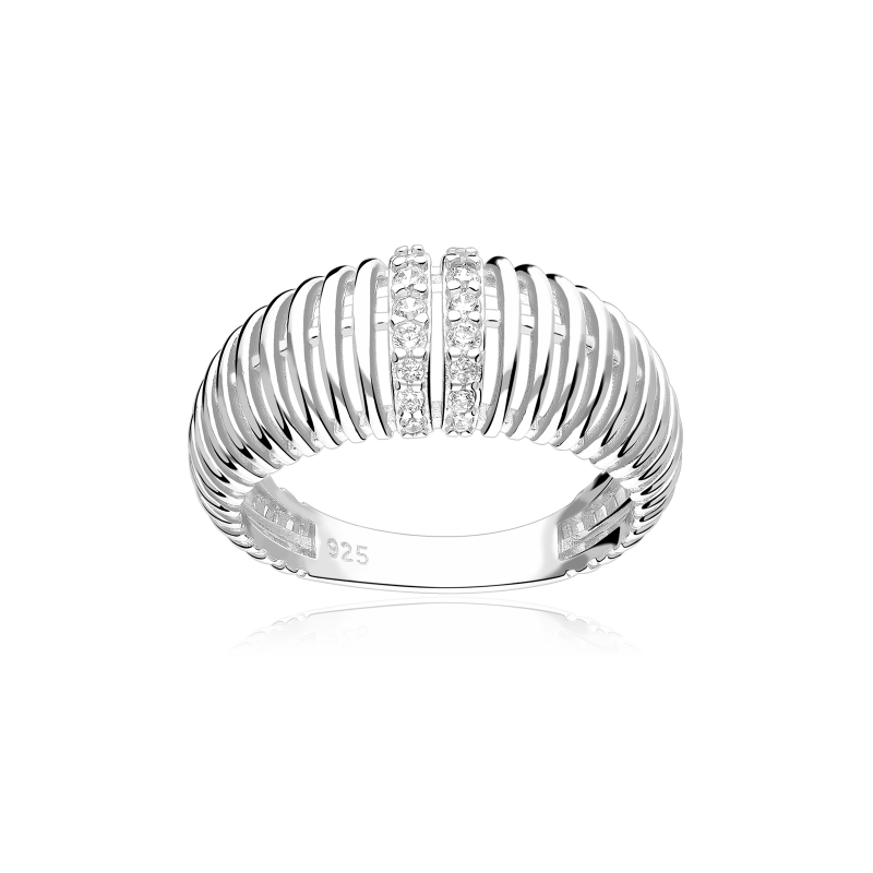 Anillo Plata primera ley y circonitas "Ren"