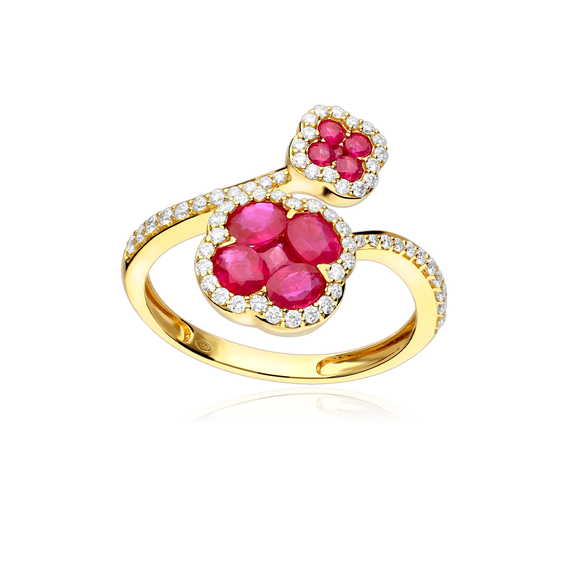 Anillo Oro 18k, rubíes y diamantes 0.287cts "Vann"