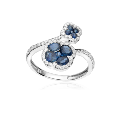 Anillo Oro 18k, zafiros y diamantes 0.287cts "Vann"