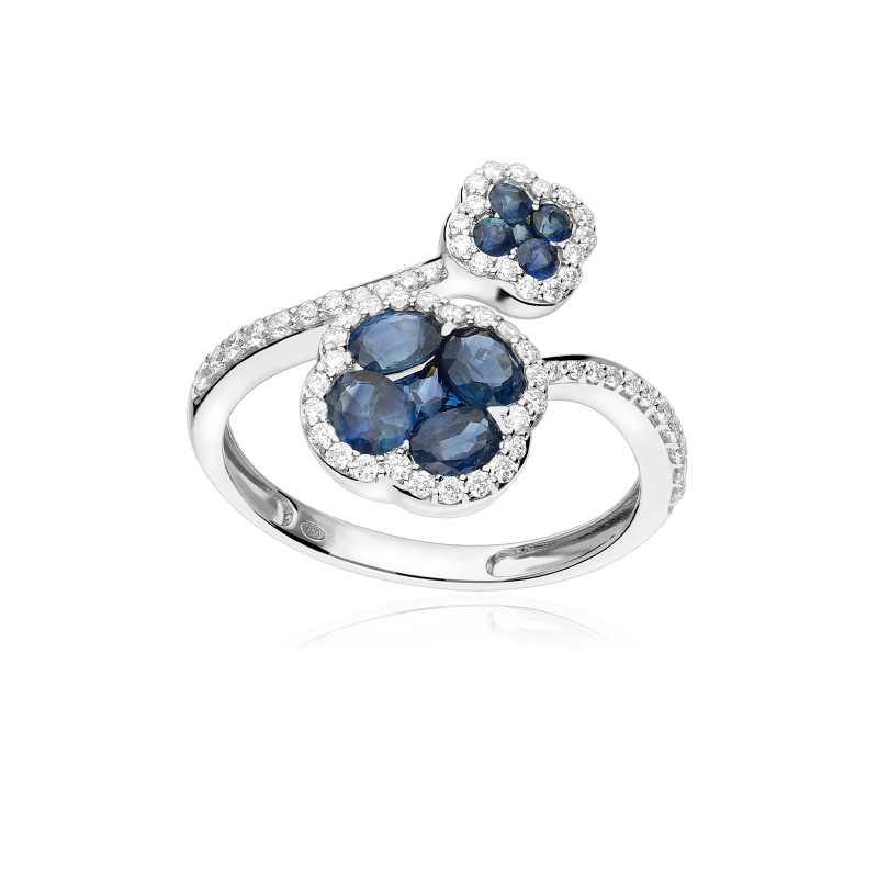 Anillo Oro 18k, zafiros y diamantes 0.287cts "Vann"