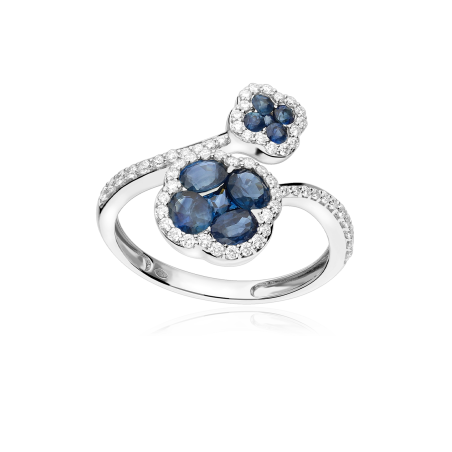 Anillo Oro 18k, zafiros y diamantes 0.287cts "Vann"