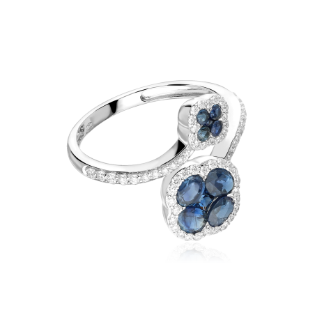 Anillo Oro 18k, zafiros y diamantes 0.287cts "Vann"