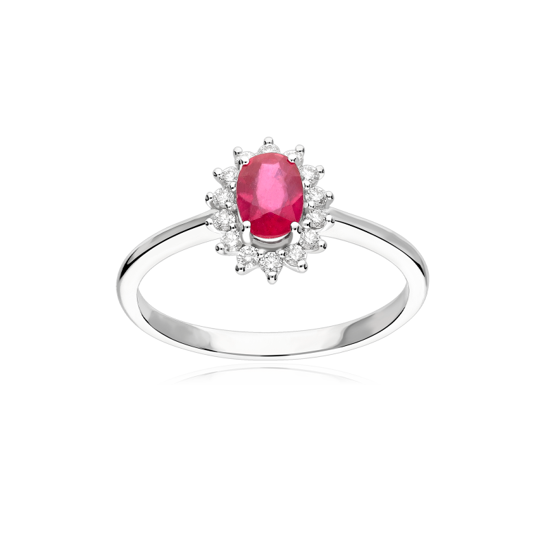 Anillo Oro 18k, rubí y diamantes 0.15cts "Dree"