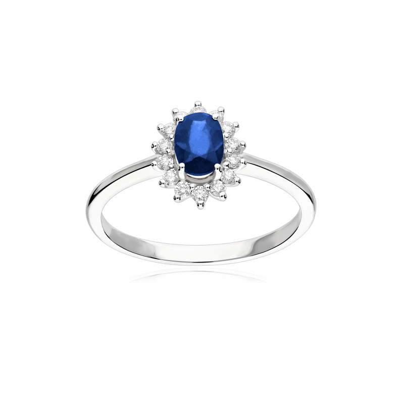 Anillo Oro 18k, zafiro y diamantes 0.15cts "Dree"