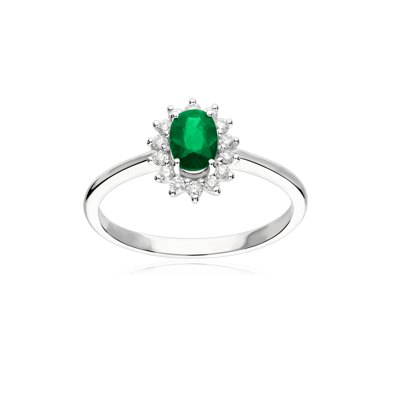 Anillo Oro 18k, esmeralda y diamantes 0.15cts "Dree"