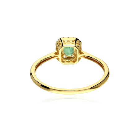 Anillo Oro 18k, esmeralda y diamantes 0.11cts "Doublé"