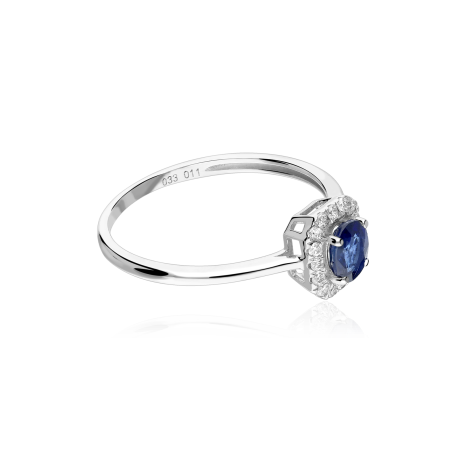 Anillo Oro 18k, zafiro y diamantes 0.10cts "Doublé"