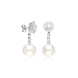 Pendientes Oro 18k, perlas y diamantes 1.176cts "Bride to be"