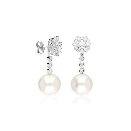 Pendientes Oro 18k, perlas y diamantes 1.176cts "Bride to be"