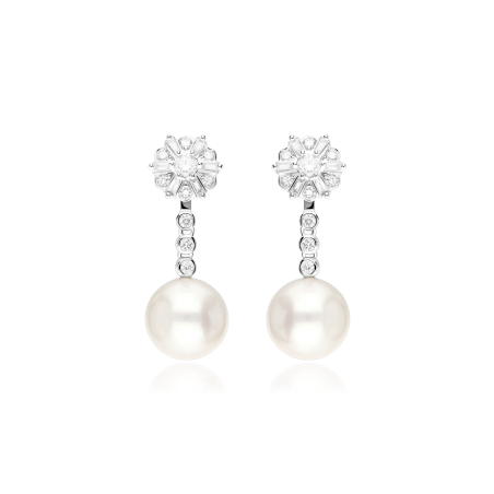 Pendientes Oro 18k, perlas y diamantes 1.176cts "Bride to be"