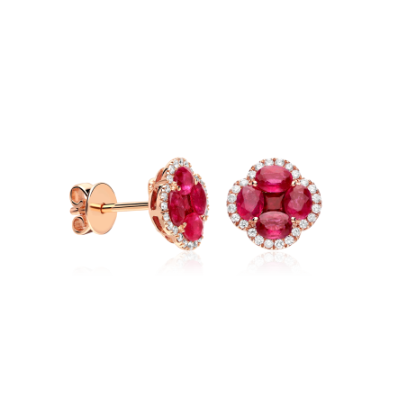 Pendientes Oro 18k rubíes y diamantes 0.24cts "Vann"