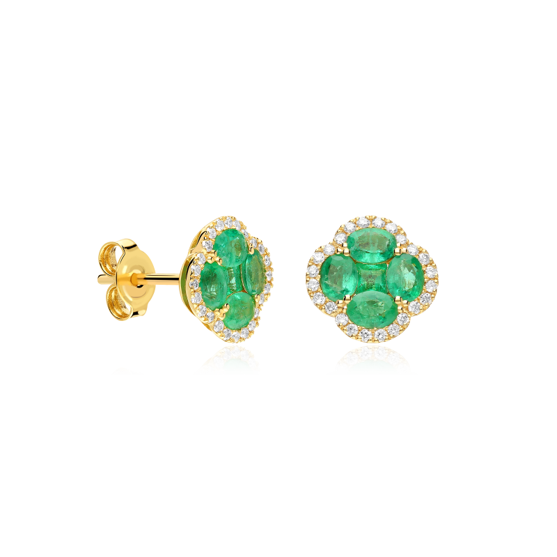 Pendientes Oro 18k esmeraldas y diamantes 0.25cts "Vann"