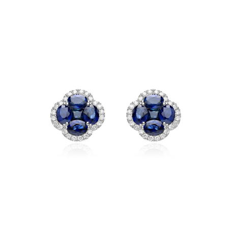 Pendientes Oro 18k zafiros y diamantes 0.26cts "Vann"