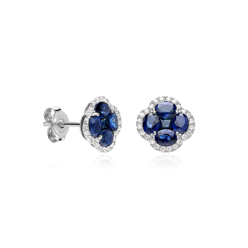 Pendientes Oro 18k zafiros y diamantes 0.26cts "Vann"