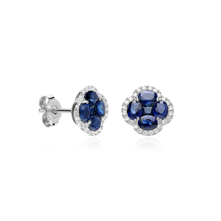 Pendientes Oro 18k zafiros y diamantes 0.26cts "Vann"