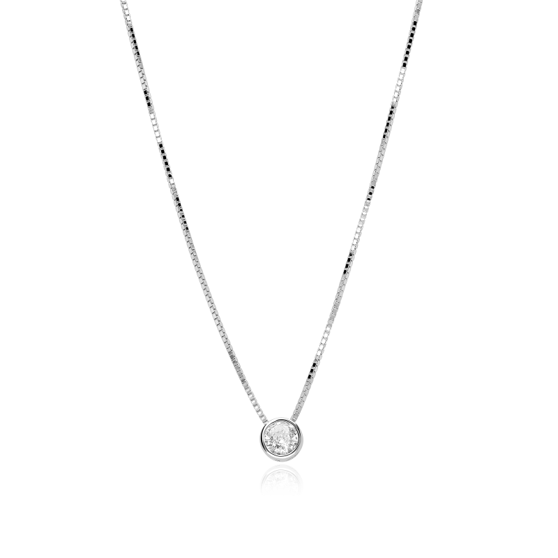 Gargantilla Plata primera ley y circonita "Baiser"