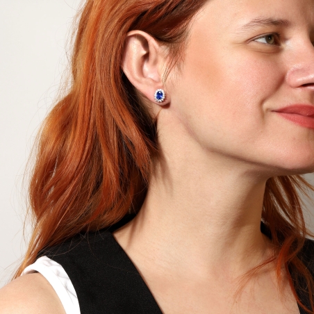 Pendientes Oro 18k, zafiros y diamantes 0.50cts "Dree"