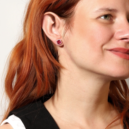 Pendientes Oro 18k rubíes y diamantes 0.24cts "Vann"